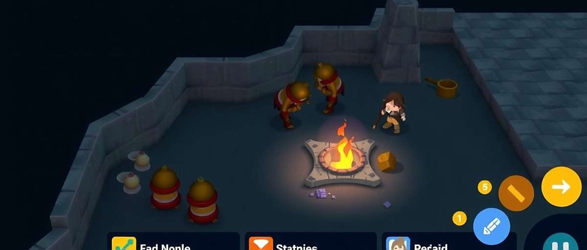 Gameplay screenshot showing a mining mission in Curchorem Crusaders with characters working in a mine